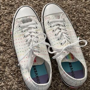 Converse Men’s White Sneakers with Colorful Accents